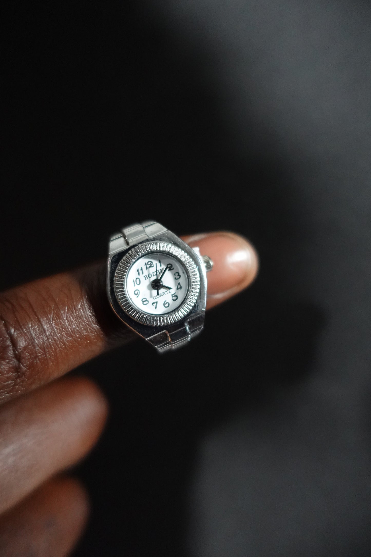 White Dial Face Ring Watch