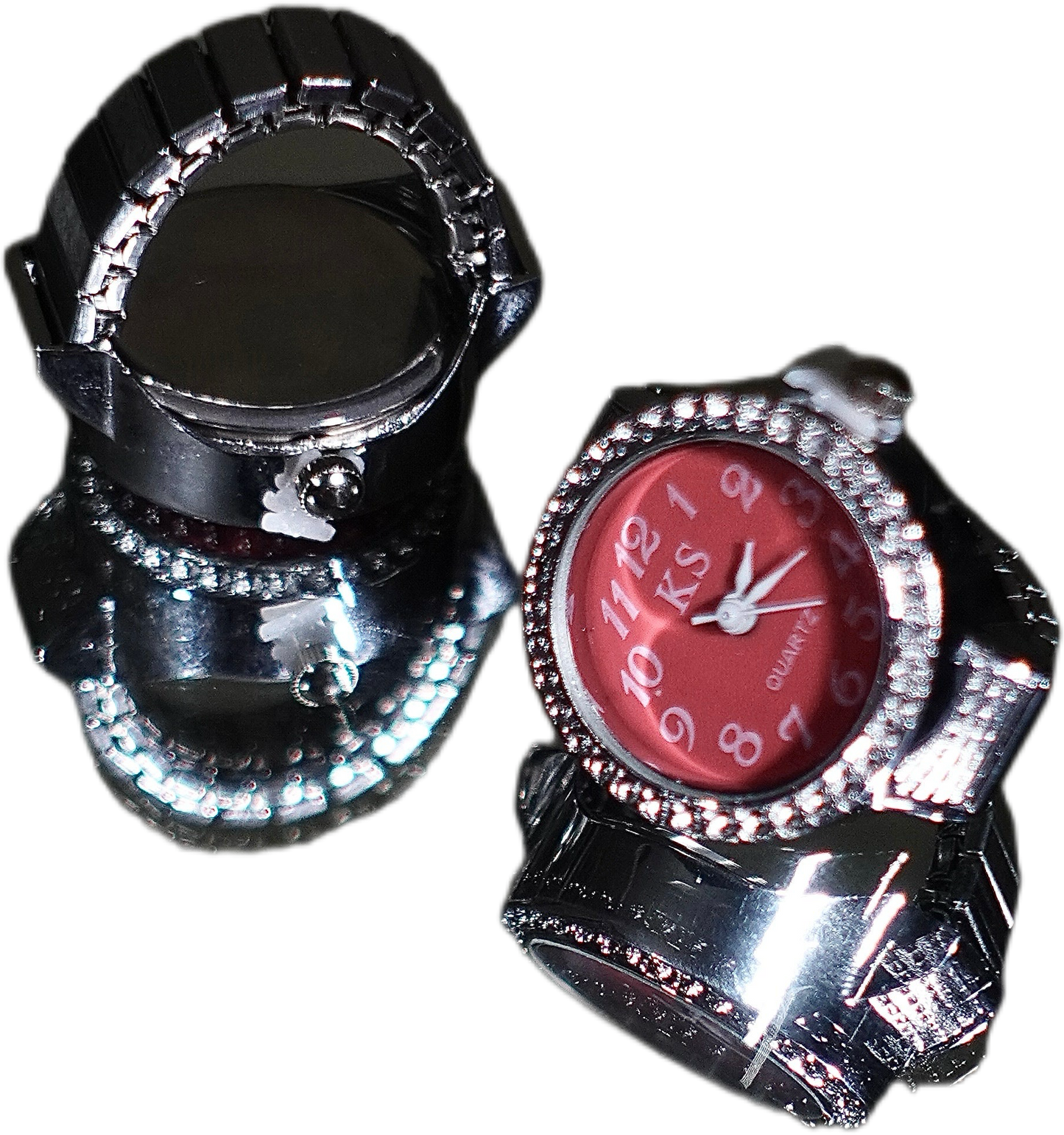 Red Face Diamond Ring Wacth