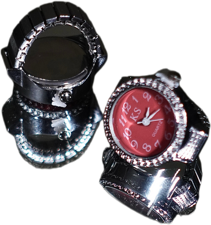 Red Face Diamond Ring Wacth