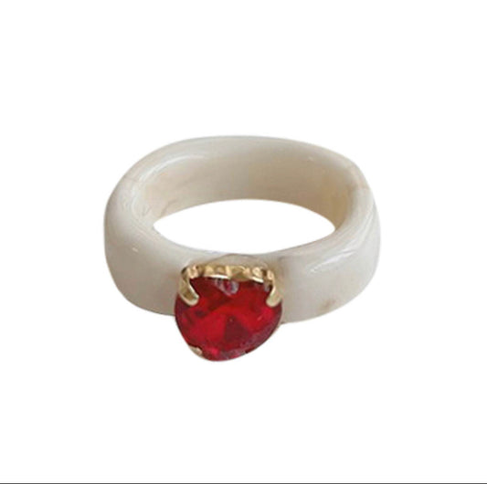 Red pearl Resin ring